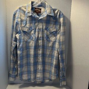 Aeropostale Slim Fit Plaid Pearl Snap Western Shirt Rodeo Cowboy Casual Men's S